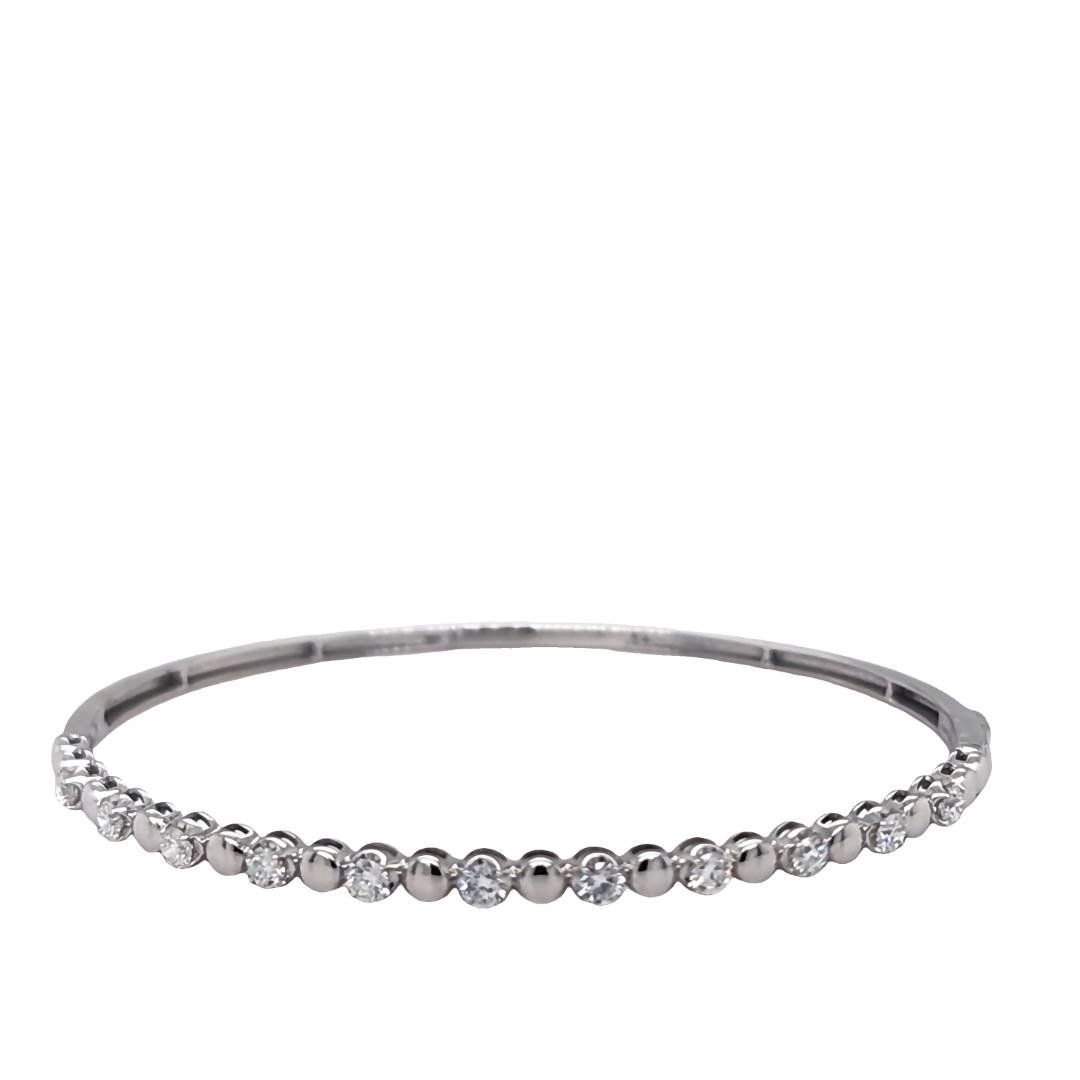 LG - 14K 0.83CT D-BANGLE LDS RDS "CERTIFIED" PRONG SIZE 18 CM